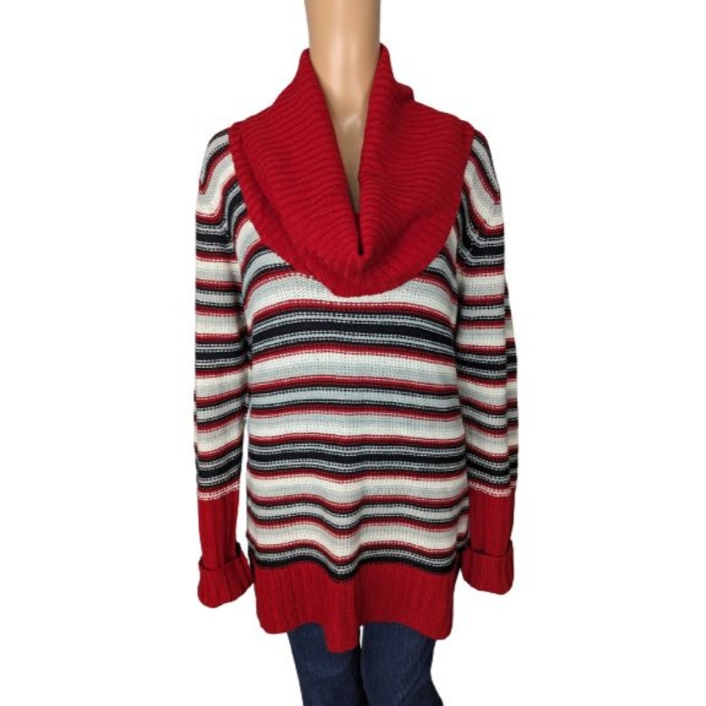 Ashley Stewart Striped Cowl Neck Sweater 14/16